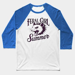 Feral Girl Summer - Opossum Head Tattoo Style Artwork V2 Baseball T-Shirt